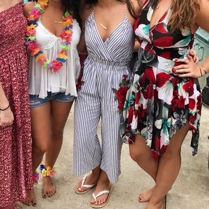 Gray and White Striped Rose Jumper